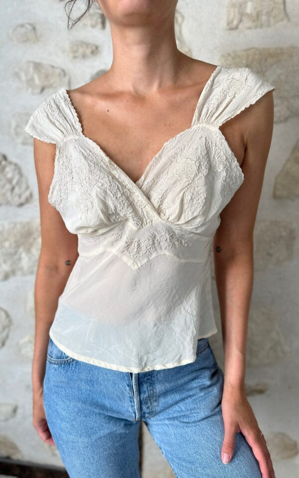 Pure Silk Vintage Embroidered Cami