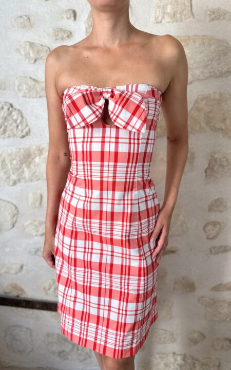 Vintage Moschino Plaid Bustier Dress