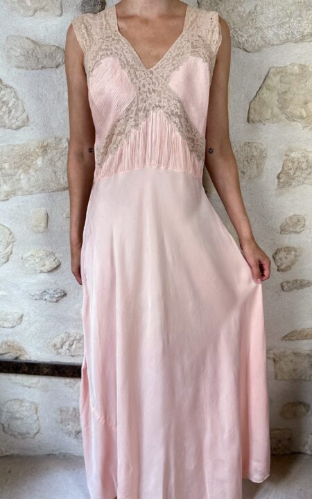 Vintage Peach Silk Gown