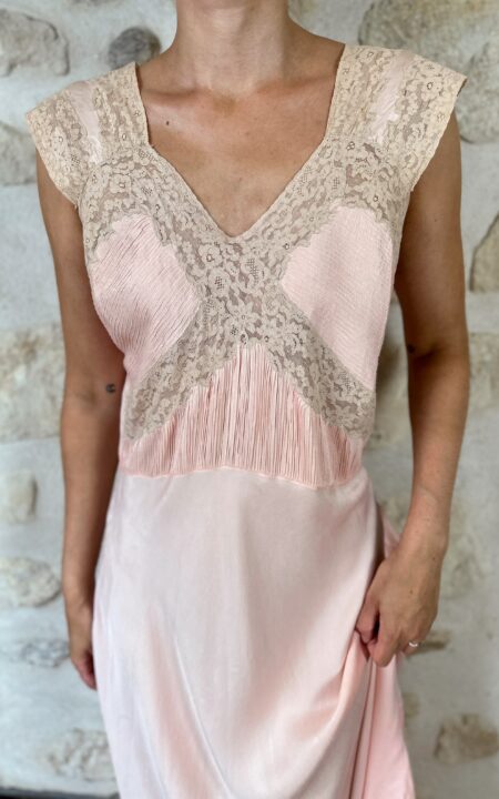 Vintage Peach Silk Gown
