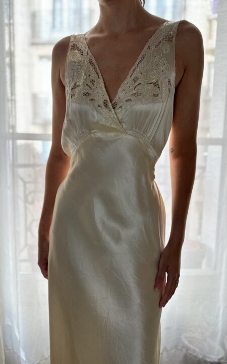 Butter Yellow Silk Vintage Nightgown