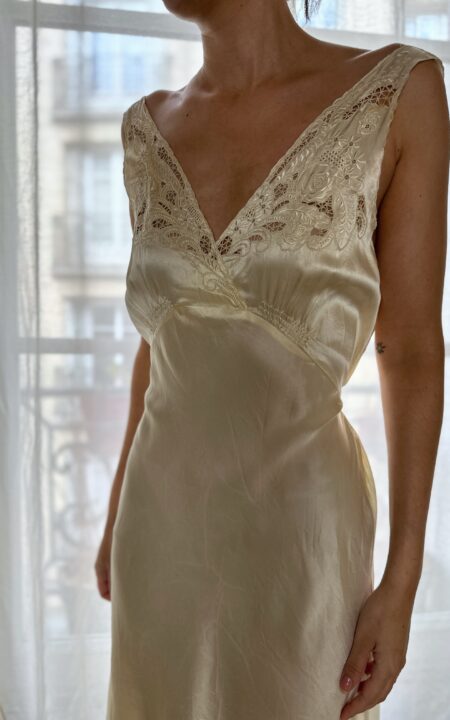 Butter Yellow Silk Vintage Nightgown
