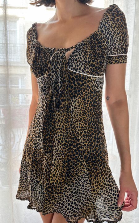Dolce & Gabbana Babydoll Silk Leopard Dress