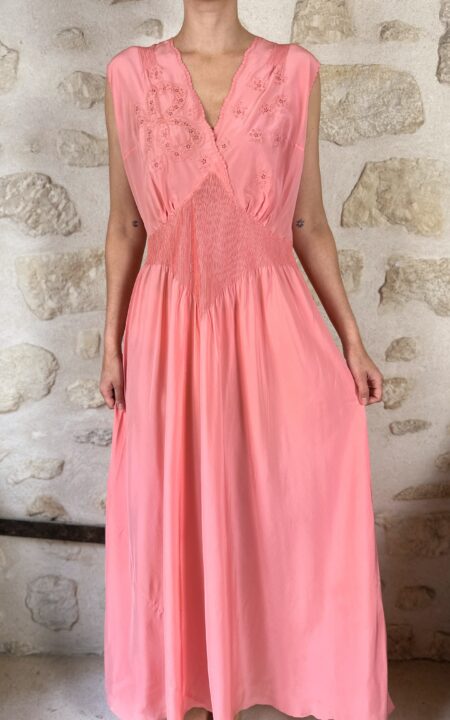 Vintage Pure Silk Peach Gown