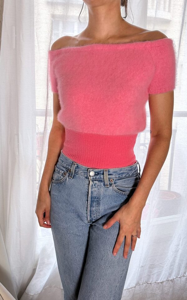 Anna Molinari 1995 F/W Pink Angora Sweater