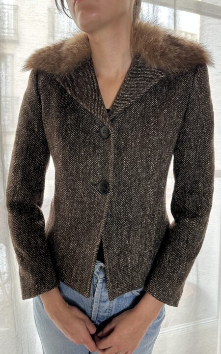 Dolce & Gabbana Fur Collar Tweed Jacket