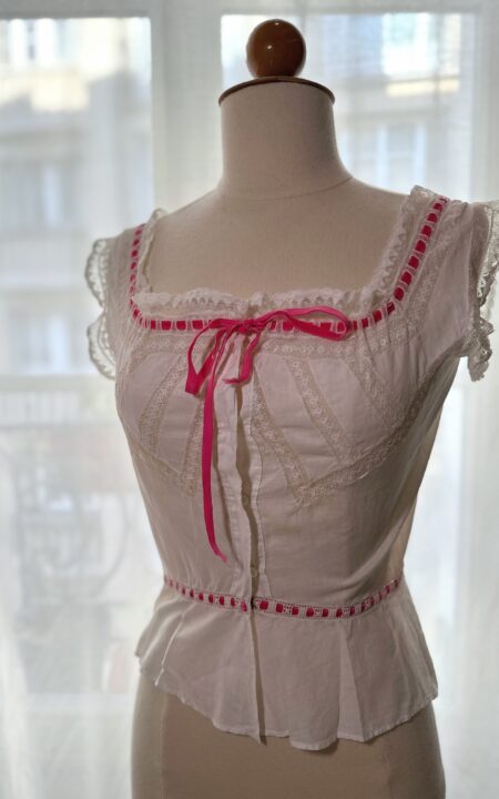 Corset Cover with Pink Ribbon
