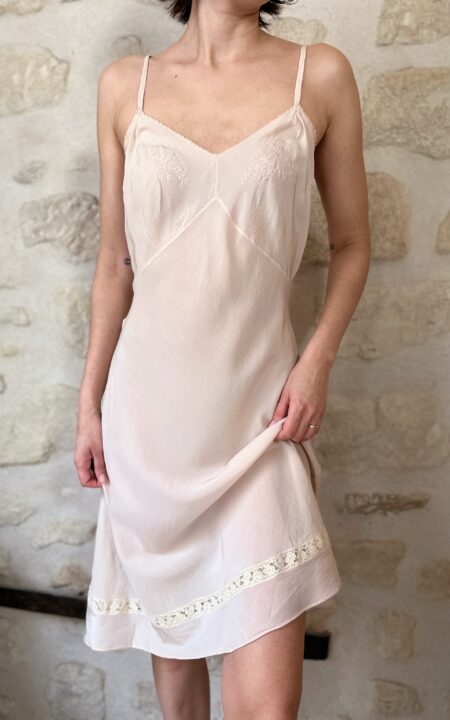 Vintage Blush Silk Slip Dress
