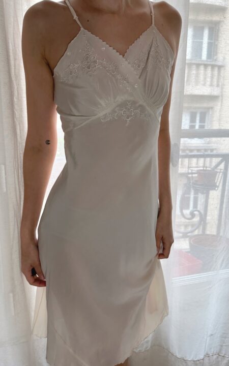 Pure Silk Embroidered Slip Dress