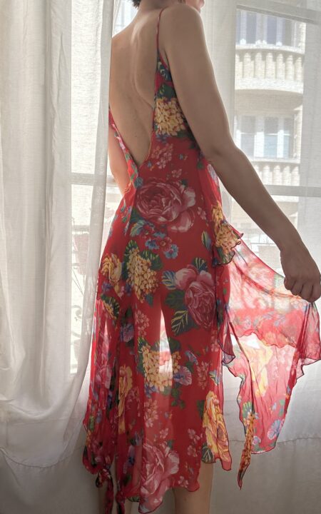 Vintage Dolce & Gabbana Silk Floral Tropical Dress
