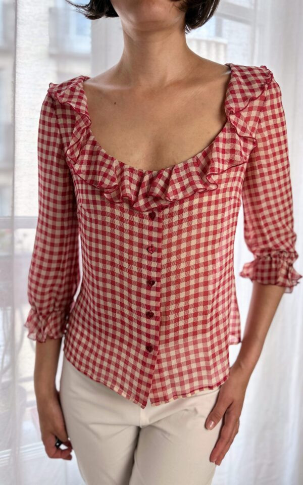 Moschino Gingham Silk Top