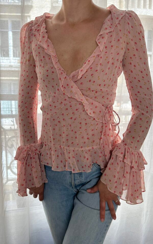 Vintage Dolce & Gabbana F/W 2001 Runway Floral Wrap Blouse