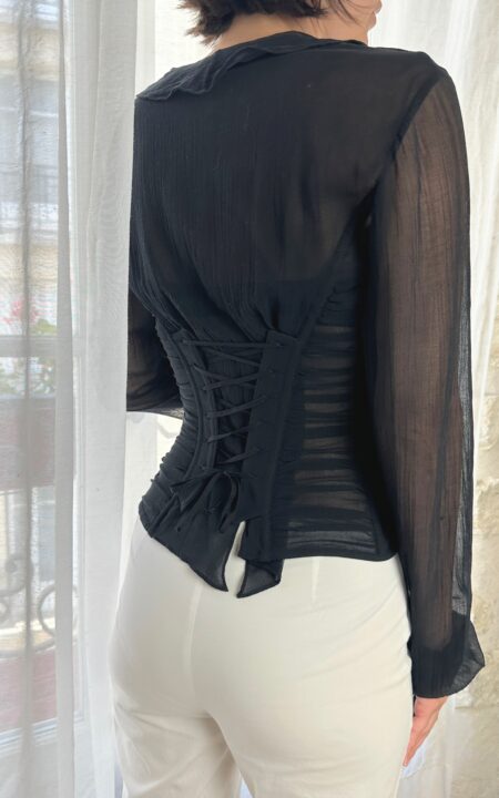 La Perla Vintage Black Corset Blouse