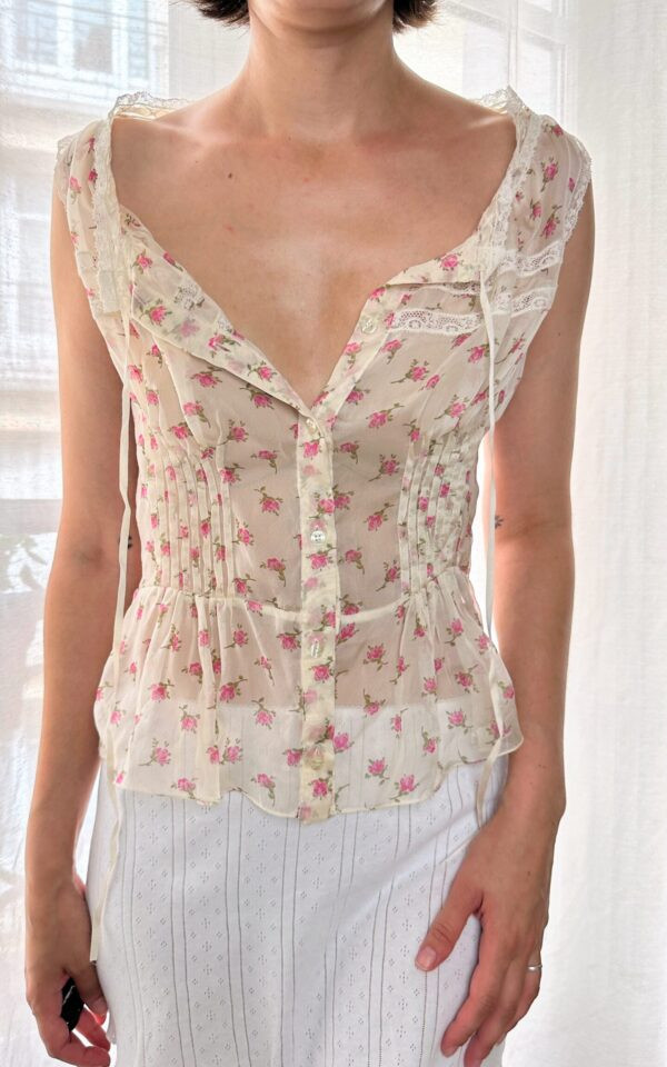 Vintage D&G Silk Floral Milkmaid Blouse