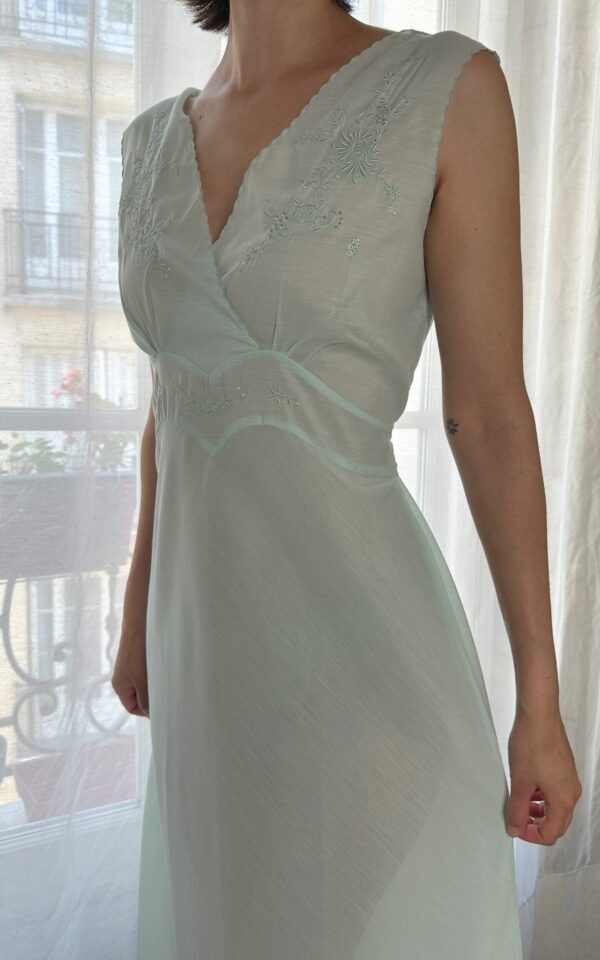 Vintage Mint Embroidered Gown