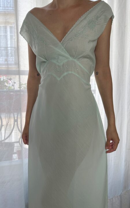 Vintage Mint Embroidered Gown