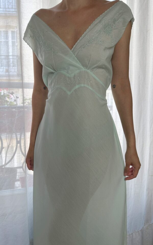 Vintage Mint Embroidered Gown