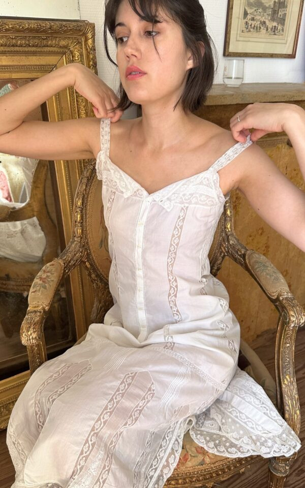 Ethereal French Slip Lace Dress