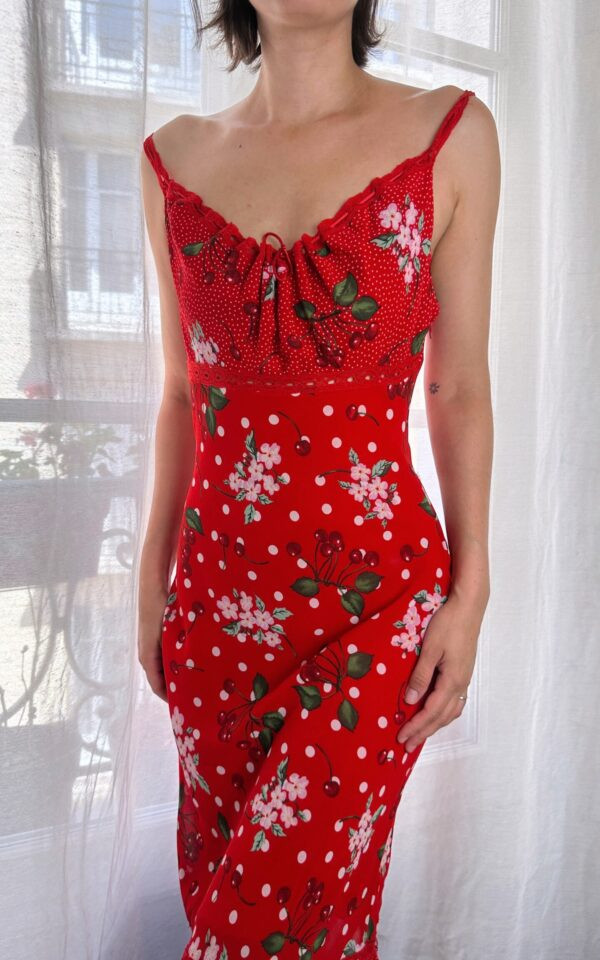 Vintage Cherry Print Dress