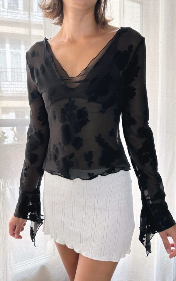 Vintage La Perla Mesh Velvet Burnout Top
