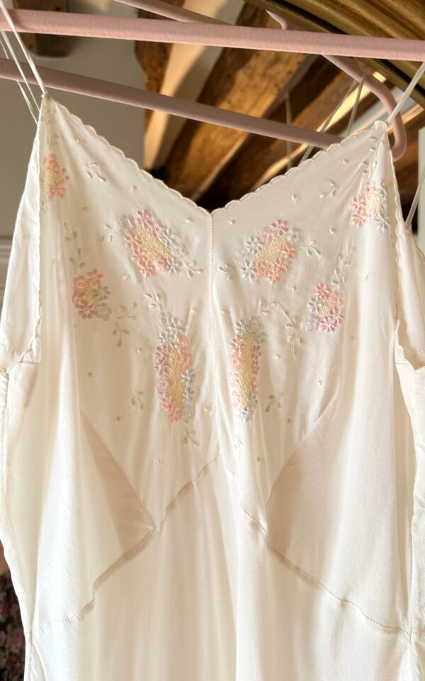 Vintage Silk Ivory Floral Slip Dress