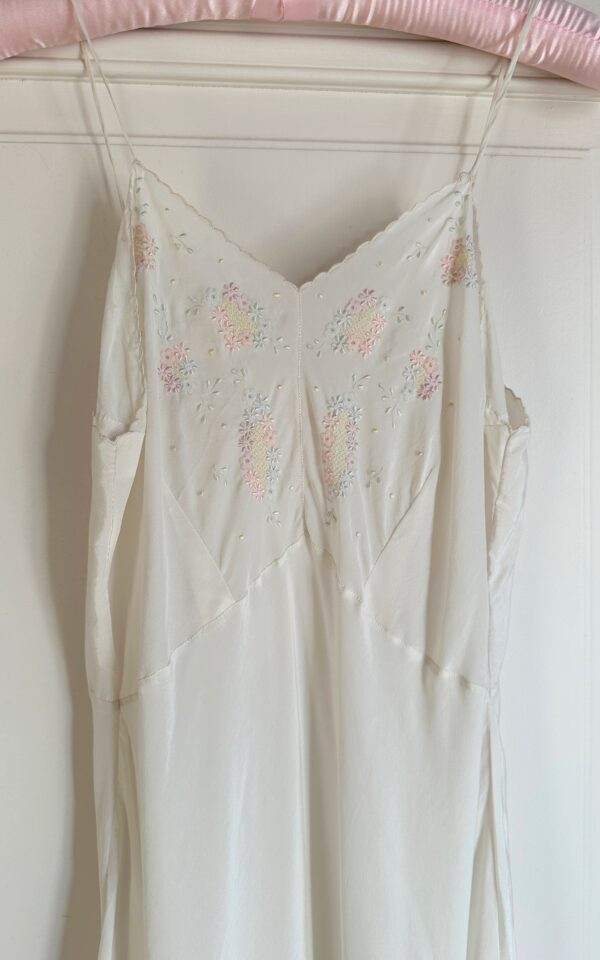 Vintage Silk Ivory Floral Slip Dress